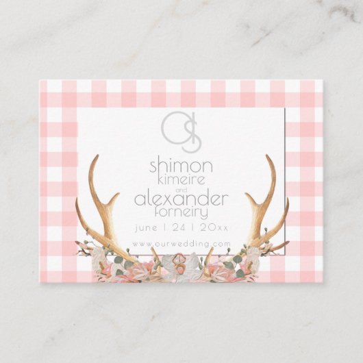 の結婚Webサイト |モノグラムコーラルギンガムフローラ 名刺 (正面)