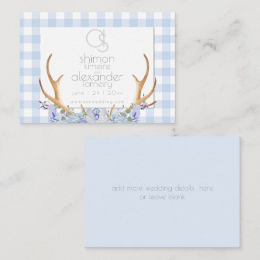 の結婚Webサイト | モノグラムブルーギンガムフローラ 名刺 (正面/裏面)