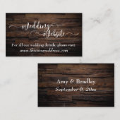 の結婚Webサイト | 白いスクリプト素朴と茶色の木材 エンクロージャーカード (正面/裏面)