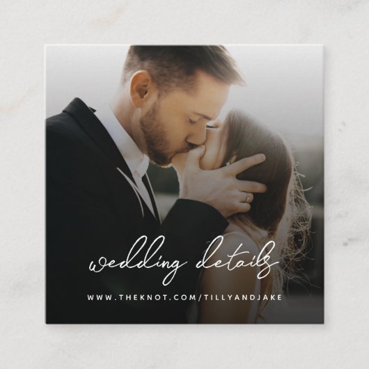 の結婚Webサイト | QRコード最小化写真RSVP エンクロージャーカード (正面)