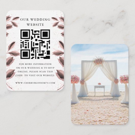 の結婚Webサイト | QRコード最小化写真RSVP En エンクロージャーカード (正面/裏面)