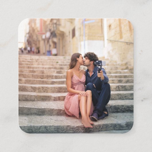 の結婚Webサイト | QRコード金ゴールドミニマル写真RSVP エンクロージャーカード (裏面)