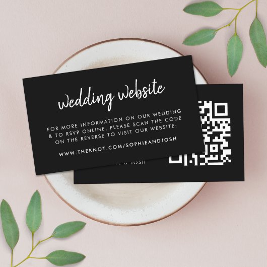 の結婚Webサイト | RSVP QRコードブラックモダン エンクロージャーカード