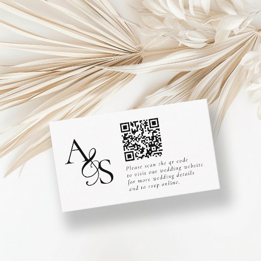 の結婚Webサイト、RSVP、QR-Code、エレガントMonogram エンクロージャーカード