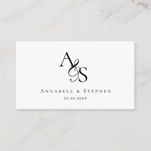 の結婚Webサイト、RSVP、QR-Code、エレガントMonogram エンクロージャーカード (正面)