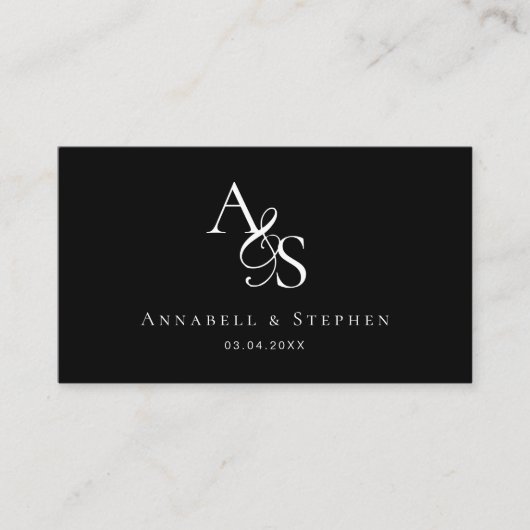 の結婚Webサイト、RSVP、QR-Code、エレガントMonogram エンクロージャーカード (正面)