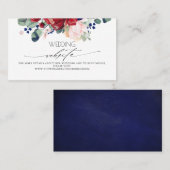 の結婚WebサイトBurgundyとNavy Blueフローラ 名刺 (正面/裏面)