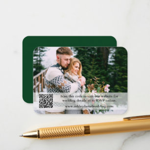 の結婚WebサイトQRオーバーレイフォトグリーン エンクロージャーカード