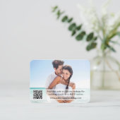 の結婚WebサイトQRオーバーレイフォトティール(緑がかった色) エンクロージャーカード (スタンド正面)