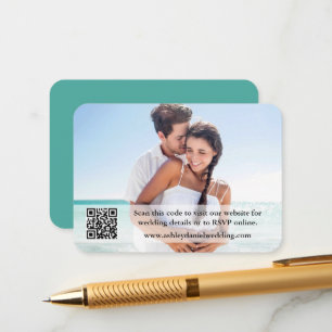の結婚WebサイトQRオーバーレイフォトティール(緑がかった色) エンクロージャーカード
