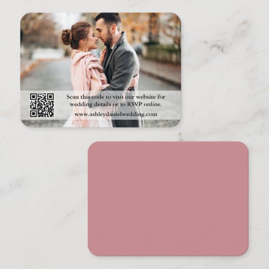 の結婚WebサイトQRオーバーレイ写真ほこりっぽいバラ エンクロージャーカード (正面/裏面)