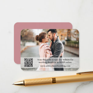 の結婚WebサイトQRオーバーレイ写真ほこりっぽいバラ エンクロージャーカード
