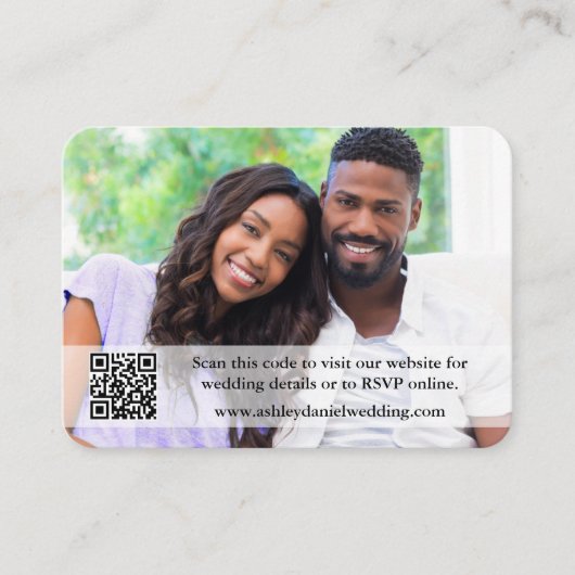の結婚WebサイトQRオーバーレイ写真ペリウィンクル エンクロージャーカード (正面)