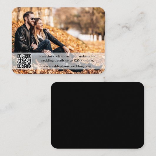 の結婚WebサイトQRオーバーレイPhoto Black エンクロージャーカード (正面/裏面)