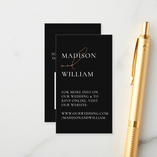 の結婚WebサイトQRコードブラックモダン エンクロージャーカード (正面/裏面インサイチュ)