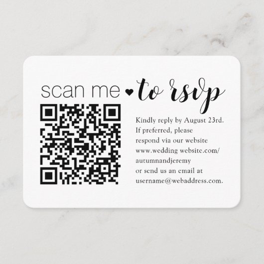 の結婚WebサイトQRコードモダンフォトエンクロージャ 出欠カード (正面)