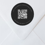 の結婚webサイトQRコード詳細rsvpブラック ラウンドシール<br><div class="desc">WebサイトのURL結婚を追加する。詳細については、詳細、オンライン出欠。黒い背景、白い文字。</div>