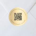 の結婚webサイトQRコード詳細rsvp金ゴールド ラウンドシール<br><div class="desc">WebサイトのURL結婚を追加する。詳細については、詳細、オンライン出欠。金ゴールドフェイクの背景、黒い文字。</div>