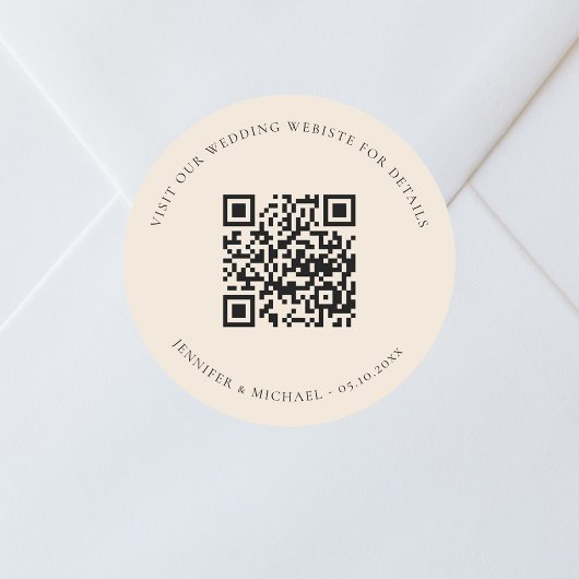 の結婚webサイトQRコード詳細rsvp beige ラウンドシール