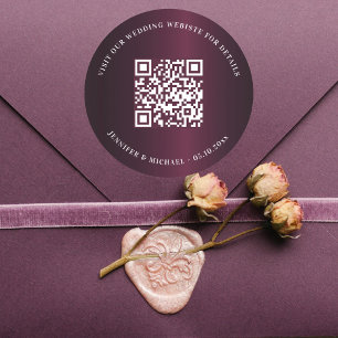の結婚webサイトQRコード詳細rsvp burgundy ラウンドシール