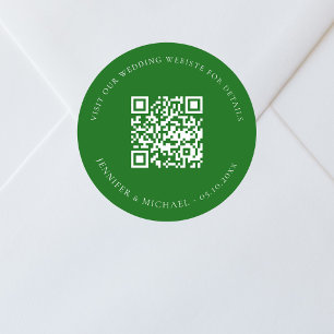 の結婚webサイトQRコード詳細rsvp emerald green ラウンドシール