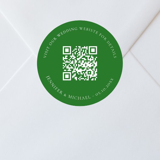 の結婚webサイトQRコード詳細rsvp emerald green ラウンドシール