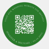 の結婚webサイトQRコード詳細rsvp emerald green ラウンドシール (正面)
