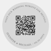 の結婚webサイトQRコード詳細rsvp gray ラウンドシール (正面)