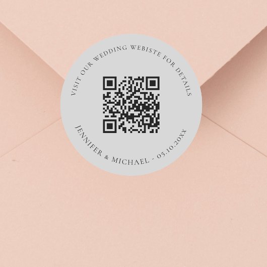 の結婚webサイトQRコード詳細rsvp gray ラウンドシール