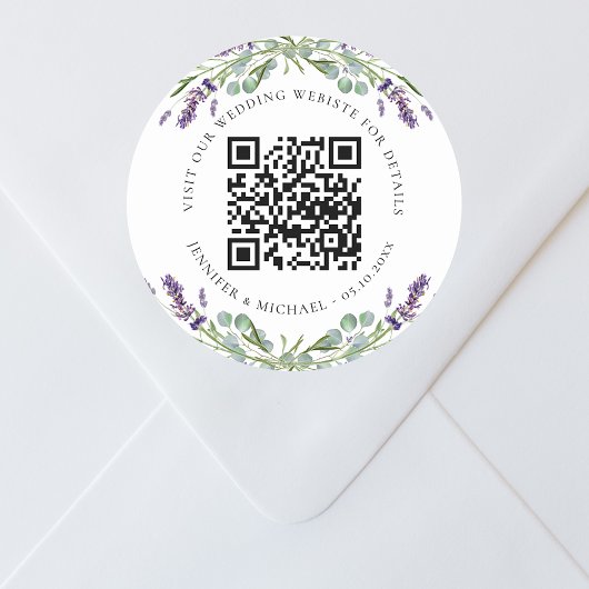 の結婚webサイトQRコード詳細rsvp lavender ラウンドシール