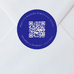 の結婚webサイトQRコード詳細rsvp navy blue ラウンドシール<br><div class="desc">WebサイトのURL結婚を追加する。詳細については、詳細、オンライン出欠。ネイビーブルーの背景、白い文字。</div>