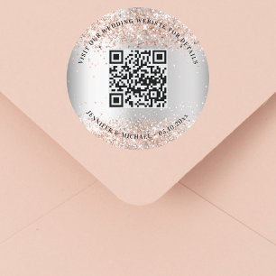 の結婚webサイトQRコード詳細rsvp silverバラ ラウンドシール