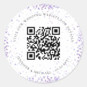 の結婚webサイトQRコード詳細rsvp violet white ラウンドシール (正面)