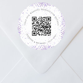 の結婚webサイトQRコード詳細rsvp violet white ラウンドシール