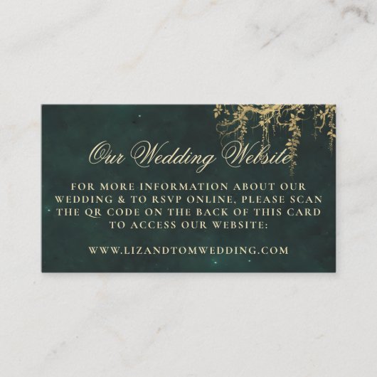 の結婚WebサイトQRコード魅惑された森つる植物 エンクロージャーカード (正面)