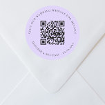 の結婚webサイトQR詳細情報rsvp violet ラウンドシール<br><div class="desc">WebサイトのURL結婚を追加する。詳細については、詳細、オンライン出欠。紫、ラベンダー色の背景色。</div>