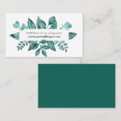 の結婚WebサイトRSVPティール（緑がかった色）グリーナリーエンクロージャカード 名刺 (正面/裏面)