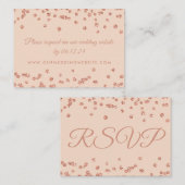 の結婚WebサイトRSVPバラ金ゴールド紙吹雪赤面ピンク エンクロージャーカード (正面/裏面)