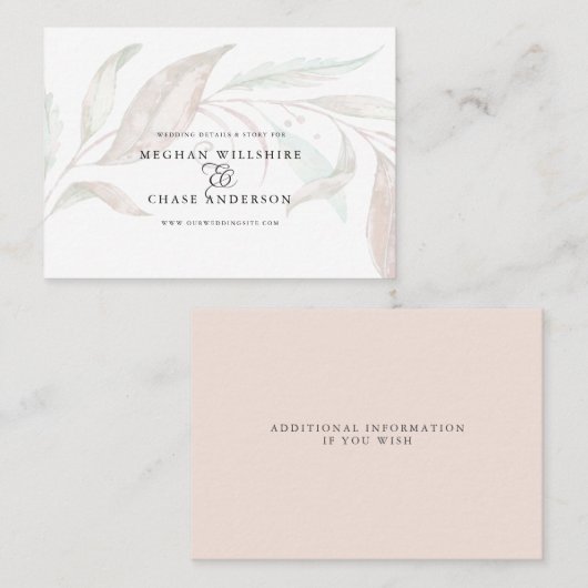 の結婚WEB |水色の白い葉 名刺 (正面/裏面)