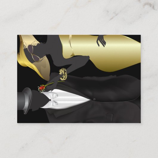 の結婚WEB |黒エレガントと金ゴールドのグリッター 名刺 (裏面)