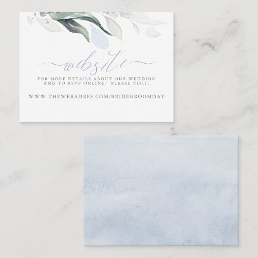 の結婚Website Dusty Blue Greenery名刺 名刺 (正面/裏面)