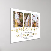 の結婚Welcomeモダン Script 3フォトコラージュ 箔ポスター (レイダウン)