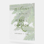 の結婚Welcome Palm Treeの背景 アクリルサイン (傾斜)