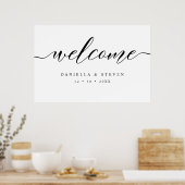 の結婚Welcome Sign Posterのクラシックスクリプト ポスター (キッチン)