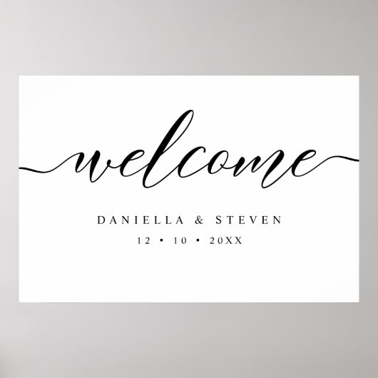 の結婚Welcome Sign Posterのクラシックスクリプト ポスター (正面)