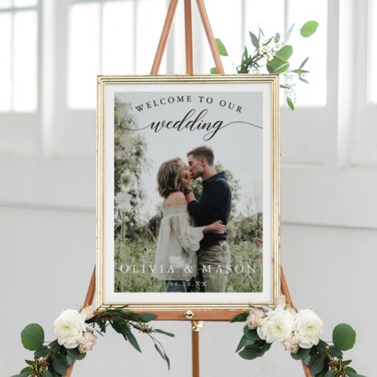 の結婚Welcome Sign Poster with Photo ポスター