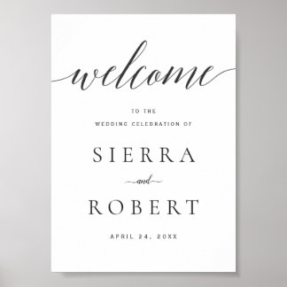 の結婚Welcome Sign with エレガント Black Script ポスター