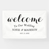 の結婚Welcome Sign with エレガント Black Script 横断幕 (横)