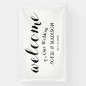 の結婚Welcome Sign with エレガント Black Script 横断幕 (縦)
