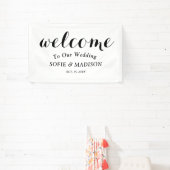 の結婚Welcome Sign with エレガント Black Script 横断幕 (インサイチュ)